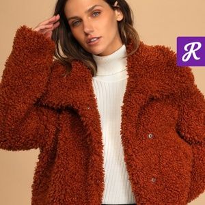 Cozy Handful Rust Orange Teddy Jacket